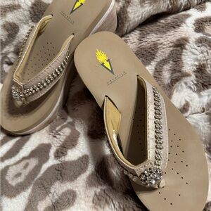 Volatile Beige Rhinestone Sandals